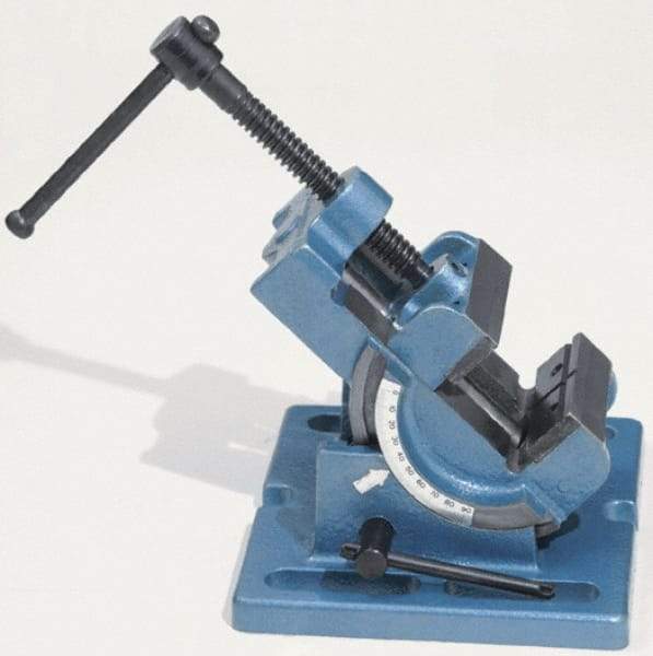 Palmgren - 4" Jaw Opening Capacity x 1-3/4" Throat Depth, Angle Drill Press Vise - 4" Wide Jaw, Stationary Base, Rapid Action, 7-3/8" OAL x 4-1/2" Overall Height - Industrial Tool & Supply