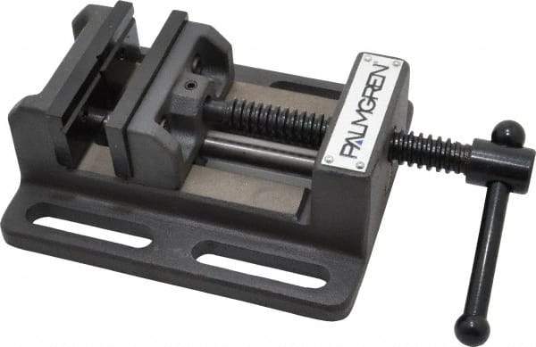 Palmgren - 3" Jaw Opening Capacity x 1-1/8" Throat Depth, Horizontal Drill Press Vise - 3" Wide Jaw, Stationary Base, Standard Speed, 6-1/2" OAL x 2-7/16" Overall Height - Industrial Tool & Supply