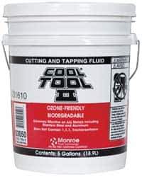 Monroe Fluid Technology - Cool Tool II, 5 Gal Pail Cutting & Tapping Fluid - Straight Oil, For Blanking, Boring, Broaching, Drilling, Hobbing, Milling, Reaming, Tapping, Turning - Industrial Tool & Supply