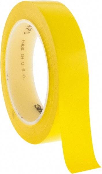 3M - Yellow Solid Color Vinyl Tape - 1" Wide x 108' Long x 5.2 mil Thick, General Traffic - Industrial Tool & Supply