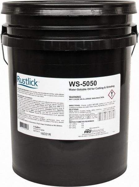 Rustlick - Rustlick WS-5050, 5 Gal Pail Cutting & Grinding Fluid - Water Soluble, For Broaching, CNC Machining, Drilling, Milling - Industrial Tool & Supply