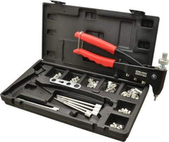 Value Collection - 63 Piece Aluminum Manual Rivet Nut Tool Kit - #6-32, 3/8-16" Thread - Industrial Tool & Supply