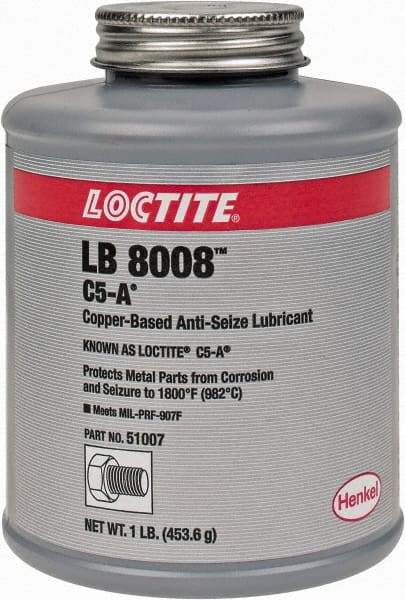 Loctite - 1 Lb Can High Temperature Anti-Seize Lubricant - Copper/Graphite, -29 to 1,800°F, Copper Colored, Water Resistant - Industrial Tool & Supply