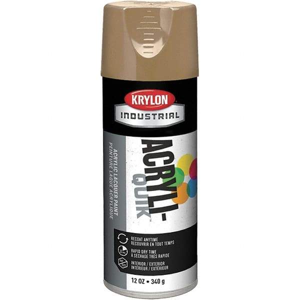 Krylon - Khaki (Color), 12 oz Net Fill, Gloss, Lacquer Spray Paint - 15 to 20 Sq Ft per Can, 16 oz Container, Use on Cabinets, Color Coding Steel & Lumber, Conduits, Drums, Ducts, Furniture, Motors, Pipelines, Tools - Industrial Tool & Supply