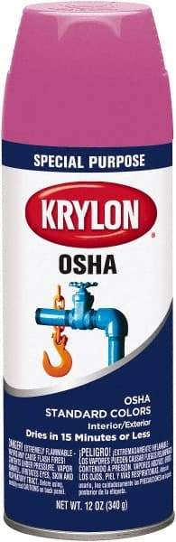 Krylon - OSHA Purple, 12 oz Net Fill, Gloss, Enamel Spray Paint - 15 to 20 Sq Ft per Can, 12 oz Container, Use on Ceramics, Glass, Metal, Plaster, Wood - Industrial Tool & Supply