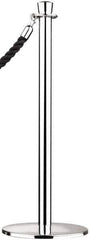 Tensator - 39" High, 2" Pole Diam, Standard Post - 11-1/2" Base Diam, Dome Polished Chrome (Color) Steel Post - Industrial Tool & Supply