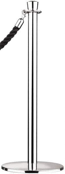 Tensator - 34" High, 2" Pole Diam, Standard Post - 11-1/2" Base Diam, Flat Satin Chrome (Color) Steel Post - Industrial Tool & Supply