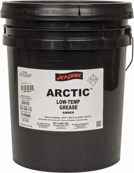 Jet-Lube - 5 Gal Pail Low Temperature Grease - Amber, Low Temperature, 225°F Max Temp, NLGIG 2, - Industrial Tool & Supply