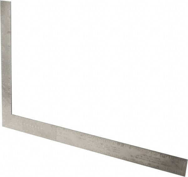 Stanley - 24" Blade Length x 16" Base Length, Buffed Finish, Aluminum Carpenters' Square - 1/8" (Back) & 1/8" (Face) Graduation, 1-1/2" Base Width - Industrial Tool & Supply