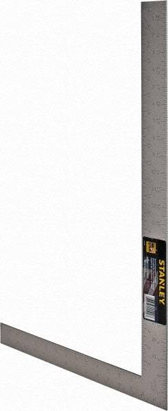 Stanley - 24" Blade Length x 16" Base Length, Buffed Finish, Steel Carpenters' Square - 1/8" (Back) & 1/8" (Face) Graduation, 1-1/2" Base Width - Industrial Tool & Supply