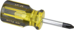 Stanley - #2, 3-1/2" OAL, Stubby Phillips Pocket Screwdriver - 1-1/2" Blade Length, Round Shank, Acetate Handle - Industrial Tool & Supply
