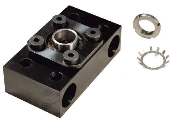Nook Industries - 2" Flange OD x 0.28" Thickness Precision Acme Mounting Flange - For 3/8-4, 3/8-10 Bars, 4 Mounting Holes, Aluminum - Industrial Tool & Supply