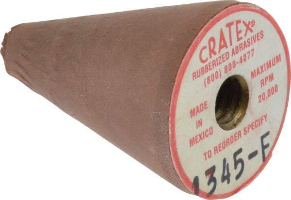 Cratex - 7/8" Max Diam x 1-1/4" Long, Taper, Rubberized Point - Fine Grade, Silicon Carbide, 1/4" Arbor Hole, Unmounted - Industrial Tool & Supply