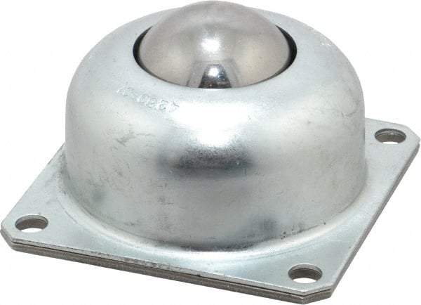 Value Collection - 1-1/2 Inch Diameter, Square, Carbon Steel Ball Transfer - 1.8125 Inch Mount Height, 250 Lb. Capacity - Industrial Tool & Supply