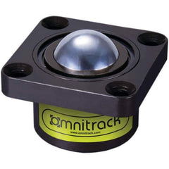 Value Collection - 1-1/2 Inch Diameter, Square, Chrome Steel Ball Transfer - 2-3/8 Inch Overall Diameter, 1 Inch Mount Height, 2,425 Lb. Capacity - Industrial Tool & Supply