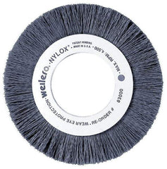 Weiler - 4" OD, 5/8" Arbor Hole, Nylon Wheel Brush - 5/8" Face Width, 1" Trim Length, 0.022" Filament Diam, 6,000 RPM - Industrial Tool & Supply