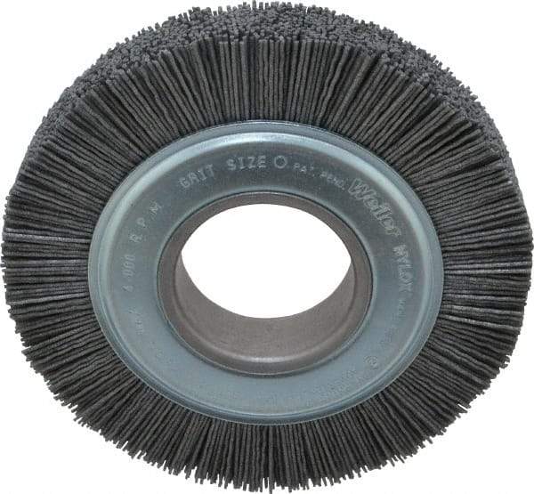 Weiler - 6" OD, 2" Arbor Hole, Crimped Nylon Wheel Brush - 1" Face Width, 1-1/4" Trim Length, 0.04" Filament Diam, 3,600 RPM - Industrial Tool & Supply