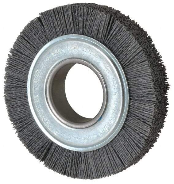 Weiler - 6" OD, 2" Arbor Hole, Crimped Nylon Wheel Brush - 1" Face Width, 1-1/4" Trim Length, 0.04" Filament Diam, 3,600 RPM - Industrial Tool & Supply