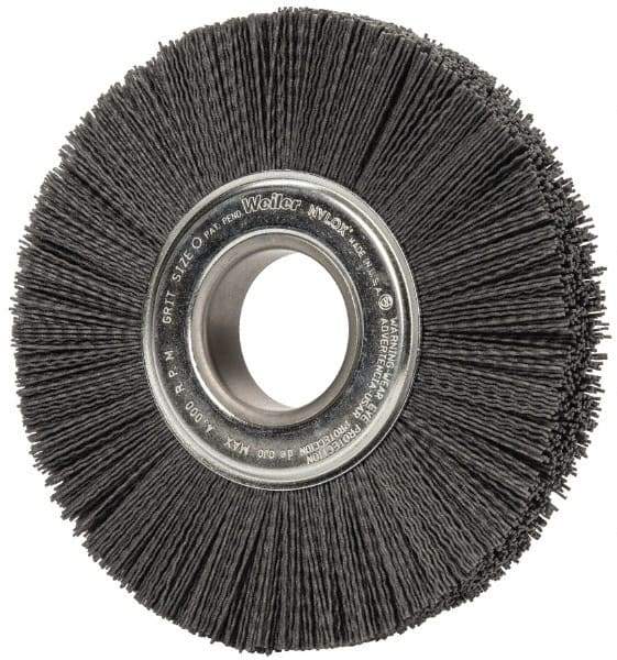 Weiler - 8" OD, 2" Arbor Hole, Crimped Nylon Wheel Brush - 1" Face Width, 2-1/4" Trim Length, 0.04" Filament Diam, 3,600 RPM - Industrial Tool & Supply