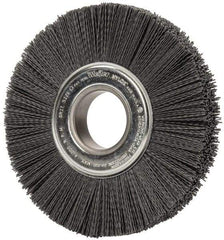 Weiler - 8" OD, 2" Arbor Hole, Crimped Nylon Wheel Brush - 1" Face Width, 2-1/4" Trim Length, 0.04" Filament Diam, 3,600 RPM - Industrial Tool & Supply