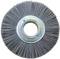 Weiler - 8" OD, 2" Arbor Hole, Crimped Nylon Wheel Brush - 1" Face Width, 2-1/4" Trim Length, 0.04" Filament Diam, 3,600 RPM - Industrial Tool & Supply