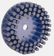 Weiler - 10" 120 Grit Silicon Carbide Crimped Disc Brush - Fine Grade, Plain Hole Connector, 1-1/2" Trim Length, 7/8" Arbor Hole - Industrial Tool & Supply