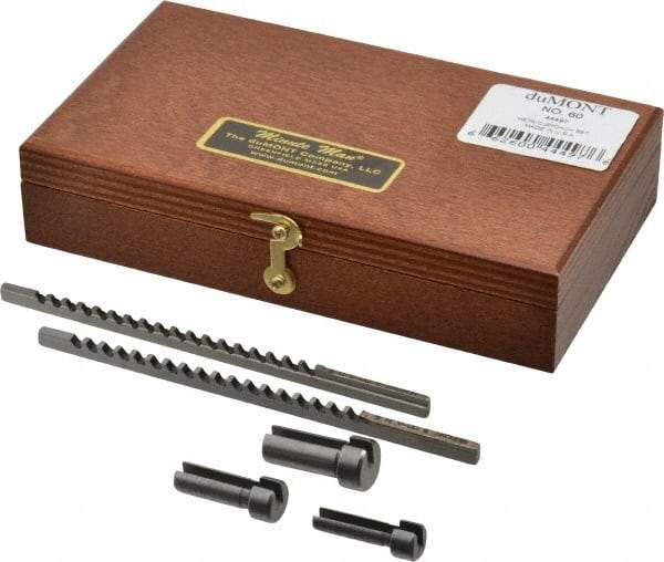 Dumont Minute Man - 5 Piece, 2 to 3mm Keyway Width, Style A Keyway Broach Set - Bright Finish High Speed Steel Broach, Collared Bushing, 6 to 10mm Bushing Diam - Industrial Tool & Supply