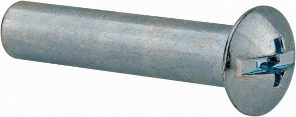 Made in USA - #10-24 Thread Barrel, Slotted/Phillips Drive, Steel Sex Bolt & Binding Post - Zinc-Plated Finish, 1-1/4" Long Barrel - Industrial Tool & Supply