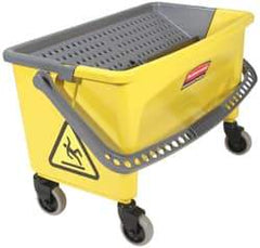 Rubbermaid - 40 Qt Plastic Bucket & Wringer - 14-1/2" Long x 16.1" High x 26.2" Wide, Yellow - Industrial Tool & Supply