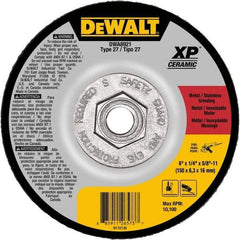 DeWALT - 24 Grit, 6" Wheel Diam, Type 27 Depressed Center Wheel - Coarse/Medium Grade, Ceramic, N Hardness, 10,100 Max RPM - Industrial Tool & Supply