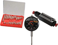 Value Collection - 0.001" Graduation, 0-100 Dial Reading, Indicator & Base Kit - 4" Base Length x 1" Base Width x 1" Base Height - Industrial Tool & Supply