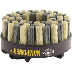 Brush Research Mfg. - 3" 120 Grit Ceramic/Silicon Carbide Straight Disc Brush - Medium Grade, Drive Arbor Connector, 0.7087" Trim Length, 0.63" Shank Diam, 0.63" Arbor Hole - Industrial Tool & Supply