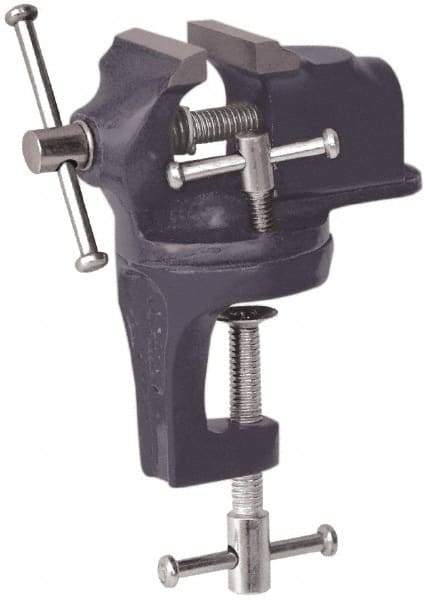 Value Collection - 2" Jaw Width x 1-1/4" Jaw Opening Capacity, 3/4" Throat Depth, Bench & Pipe Combination Vise - 7/16 to 5/8" Pipe Capacity, Swivel Base, Clamp-On Attachment, Cast Iron - Industrial Tool & Supply
