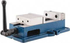 Interstate - 4" Jaw Width, 4" Jaw Opening Capacity, Horizontal Stationary Machine Vise - Manual Operation, 6,750 Lb Capacity, 1 Station, 12-3/8" Long x 3.7" High x 1-1/4" Deep, 1-1/4" Jaw Height, Cast Iron - Industrial Tool & Supply