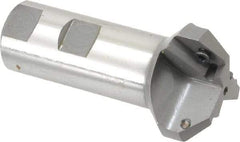 Everede Tool - 45° Lead Angle, 1.721" Max Cut Diam, 15/16" Min Cut Diam, 0.391" Max Depth of Cut, Indexable Chamfer and Angle End Mill - 3 Inserts, APLT 347 Insert Style, 3.2" Overall Length, Straight Shank, 90° Included Angle - Industrial Tool & Supply