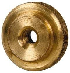 Gibraltar - #10-24 UNC Thread, Uncoated, Brass Round Knurled Check Nut - 1/4" Overall Height, 3/4" Diam x 3/16" Head Height, 1/2" Base Diam - Industrial Tool & Supply