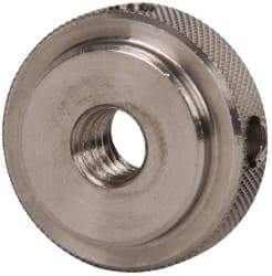 Gibraltar - 5/16-18" UNC Thread, Uncoated, Stainless Steel Round Knurled Check Nut - 3/8" Overall Height, 1" Head Diam, 3/4" Diam x 3/32" Base Height - Industrial Tool & Supply