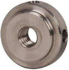 Gibraltar - 5/16-18" UNC Thread, Uncoated, Stainless Steel Round Knurled Check Nut - 3/8" Overall Height, 1" Head Diam, 3/4" Diam x 3/32" Base Height - Industrial Tool & Supply