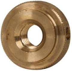 Gibraltar - 3/8-16" UNC Thread, Uncoated, Brass Round Knurled Check Nut - 3/8" Overall Height, 1" Head Diam, 3/4" Diam x 3/32" Base Height - Industrial Tool & Supply