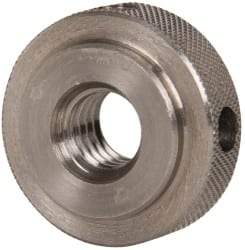 Gibraltar - 3/8-16" UNC Thread, Uncoated, Stainless Steel Round Knurled Check Nut - 3/8" Overall Height, 1" Head Diam, 3/4" Diam x 3/32" Base Height - Industrial Tool & Supply