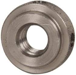 Gibraltar - 1/2-13" UNC Thread, Uncoated, Stainless Steel Round Knurled Check Nut - 7/16" Overall Height, 1-1/8" Diam x 5/16" Head Height, 7/8" Diam x 1/8" Base Height - Industrial Tool & Supply