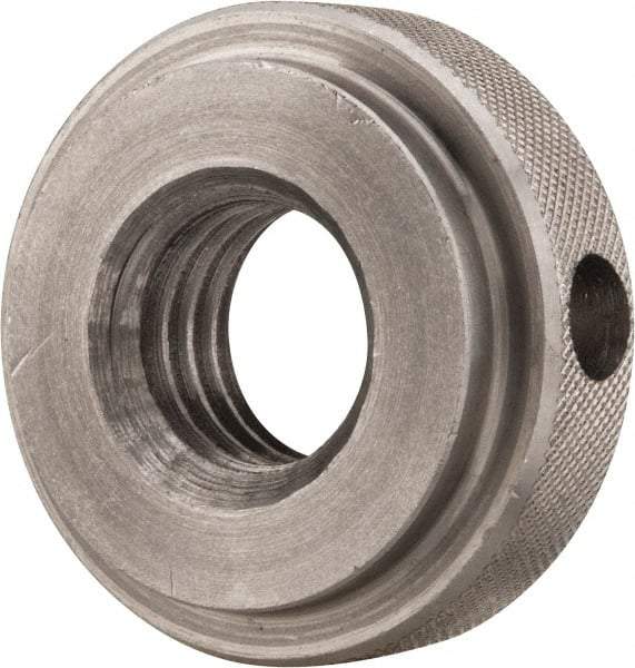 Gibraltar - 5/8-11" UNC Thread, Uncoated, Stainless Steel Round Knurled Check Nut - 1/2" Overall Height, 1-3/8" Diam x 3/8" Head Height, 1-1/8" Diam x 1/8" Base Height - Industrial Tool & Supply