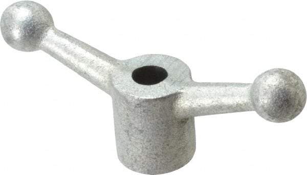 Gibraltar - 2 Offset Arms, 0.499" Hole, Zinc Plated, Reamed Speed Handle - 2-1/4" High, 1/2" Arm Diam, 1-1/8" Hub Diam, 3/4" Ball Diam - Industrial Tool & Supply