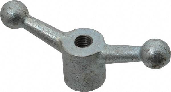 Gibraltar - 2 Offset Arms, 1/2-13" Hole, Zinc Plated, Tapped Speed Handle - 2-1/4" High, 1/2" Arm Diam, 1-1/8" Hub Diam, 3/4" Ball Diam - Industrial Tool & Supply