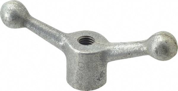 Gibraltar - 2 Offset Arms, 5/8-11" Hole, Zinc Plated, Tapped Speed Handle - 2-1/2" High, 9/16" Arm Diam, 1-3/8" Hub Diam, 7/8" Ball Diam - Industrial Tool & Supply