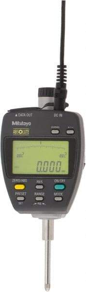 Mitutoyo - 0 to 1" Range, 0.00005, 0.0001, 0.0005 & 0.001" Graduation, Electronic Drop Indicator - Accurate to 0.00012", English & Metric System, LCD Display - Industrial Tool & Supply