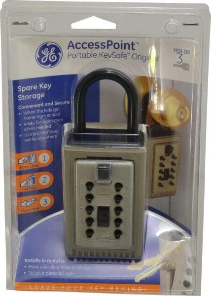 Supra - Push Button Combination, Portable Key Safe - Brass Finish - Industrial Tool & Supply