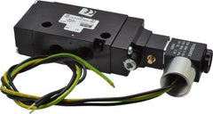 Parker - 1/4" Inlet x 1/4" Outlet, Single Solenoid Actuator, Air Return, 2 Position, Body Ported Solenoid Air Valve - 120 VAC Input, 88 CFM, 1.4 CV, 4 Way, 145 psi, 5-3/4" Long x 1.15" Wide x 3.97" High, 0 to 160°F - Industrial Tool & Supply