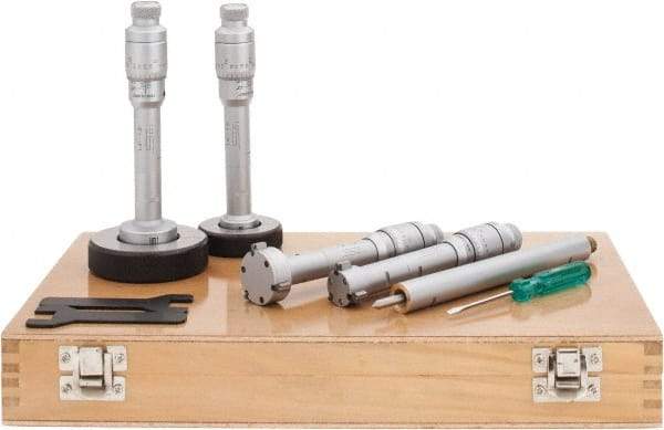 SPI - 0.8 to 1.6", Carbide, Hole Mechanical Inside Micrometer Set - 0.0002" Graduation, 6" Extension Rod Length, (2) Setting Rings Included - Industrial Tool & Supply