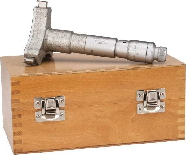 SPI - 3.2 to 3.6", 3.54" Gage Depth, Mechanical Inside Hole Micrometer - 0.0002" Graduation, 0.00025" Accuracy, Ratchet Stop Thimble - Industrial Tool & Supply